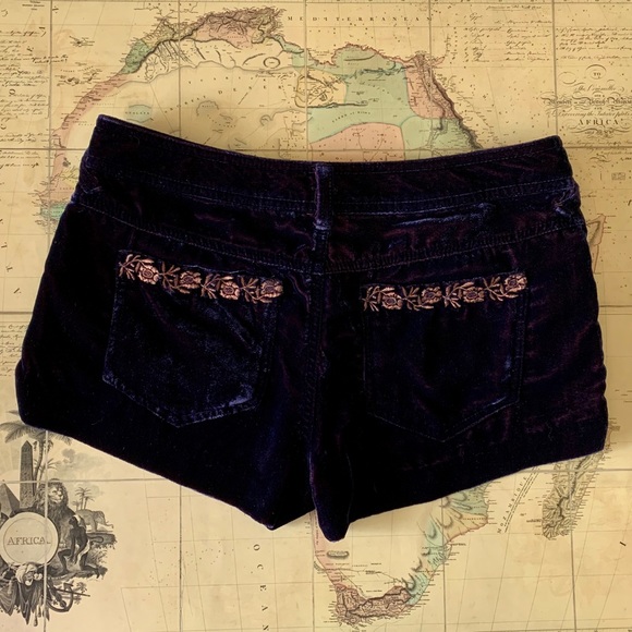 Free People Embroidered Velvet Shorts 0 2 XS S - Picture 5 of 9